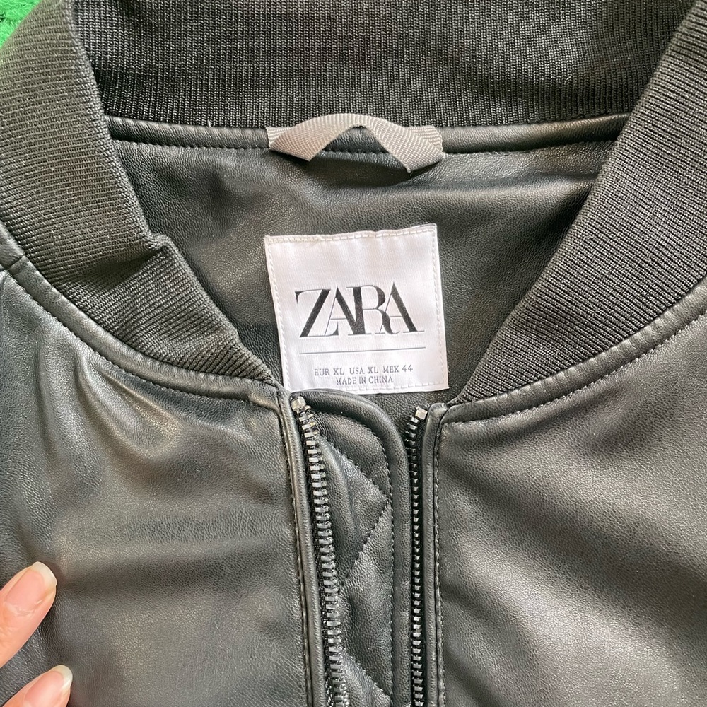 Faux Leather Bomber Jacket - Zara